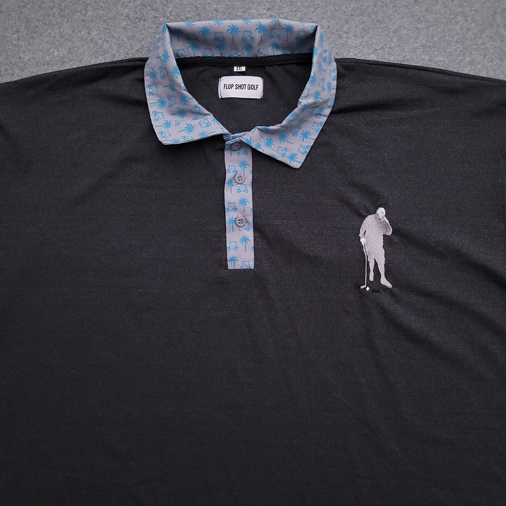 Flop Shot Golf Polo Shirt Mens 2XL Performance Tech Contrast Collar Stretch